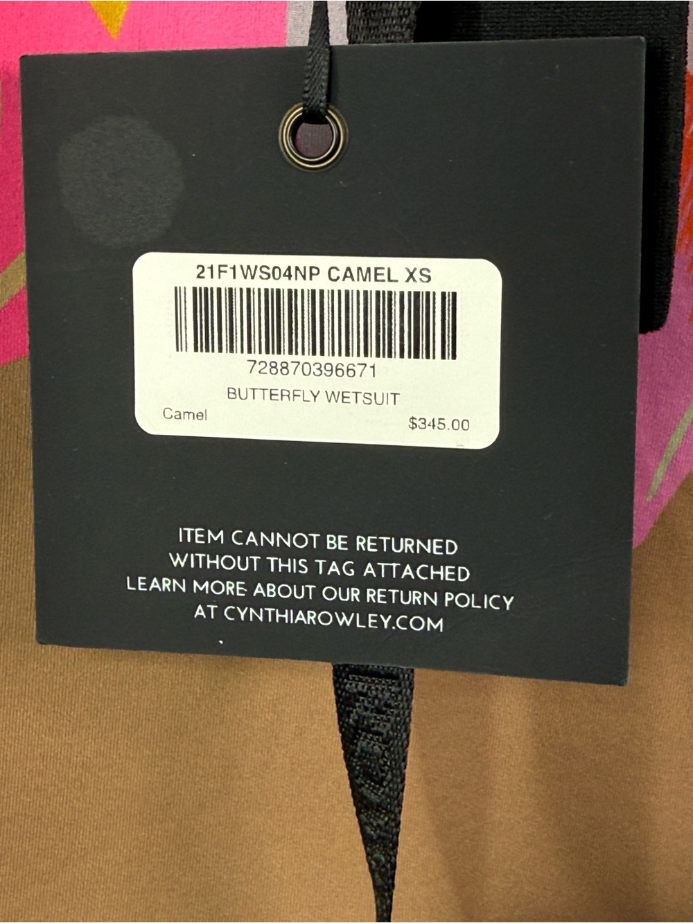 Cynthia Rowley Retired Butterfly Wetsuit Camel Size XS NWT - Picture 8 of 10